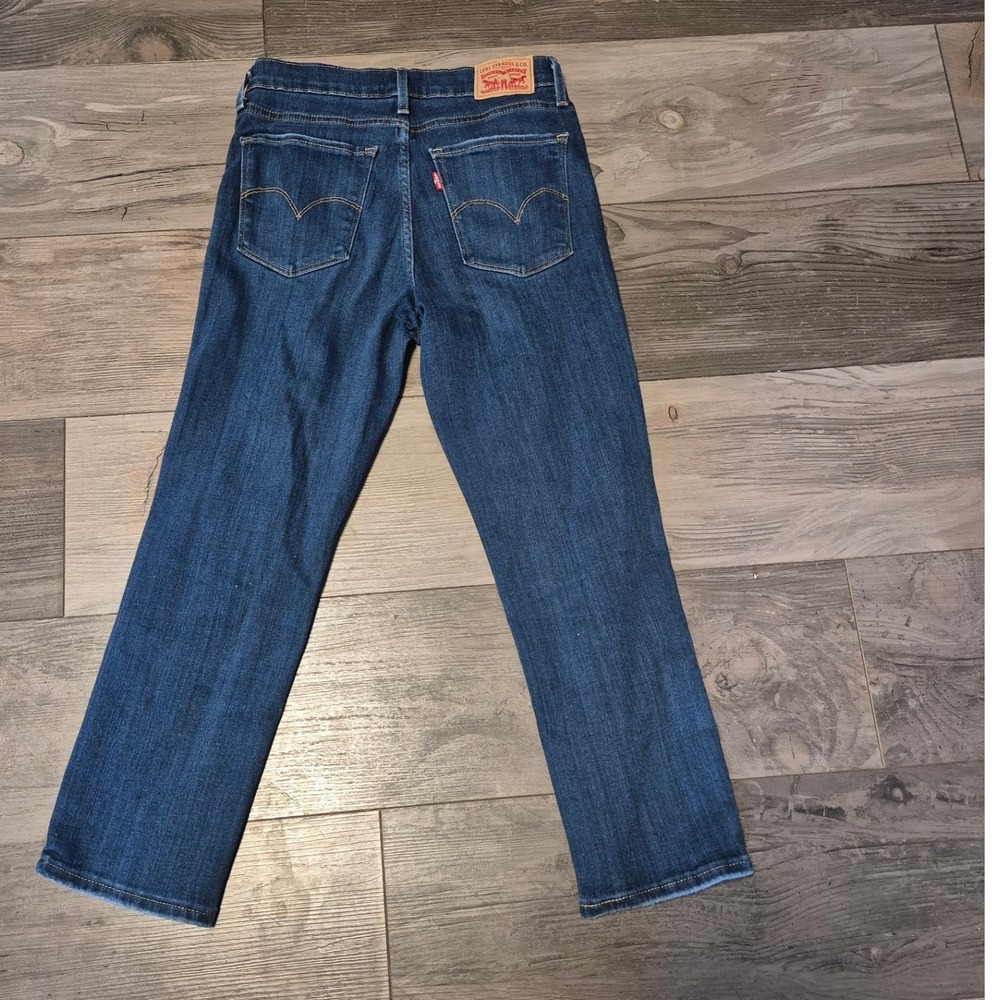 Levis 724 High Rise Straight Crop Jeans Blue Distressed Denim Womens Size 26 - Picture 2 of 5